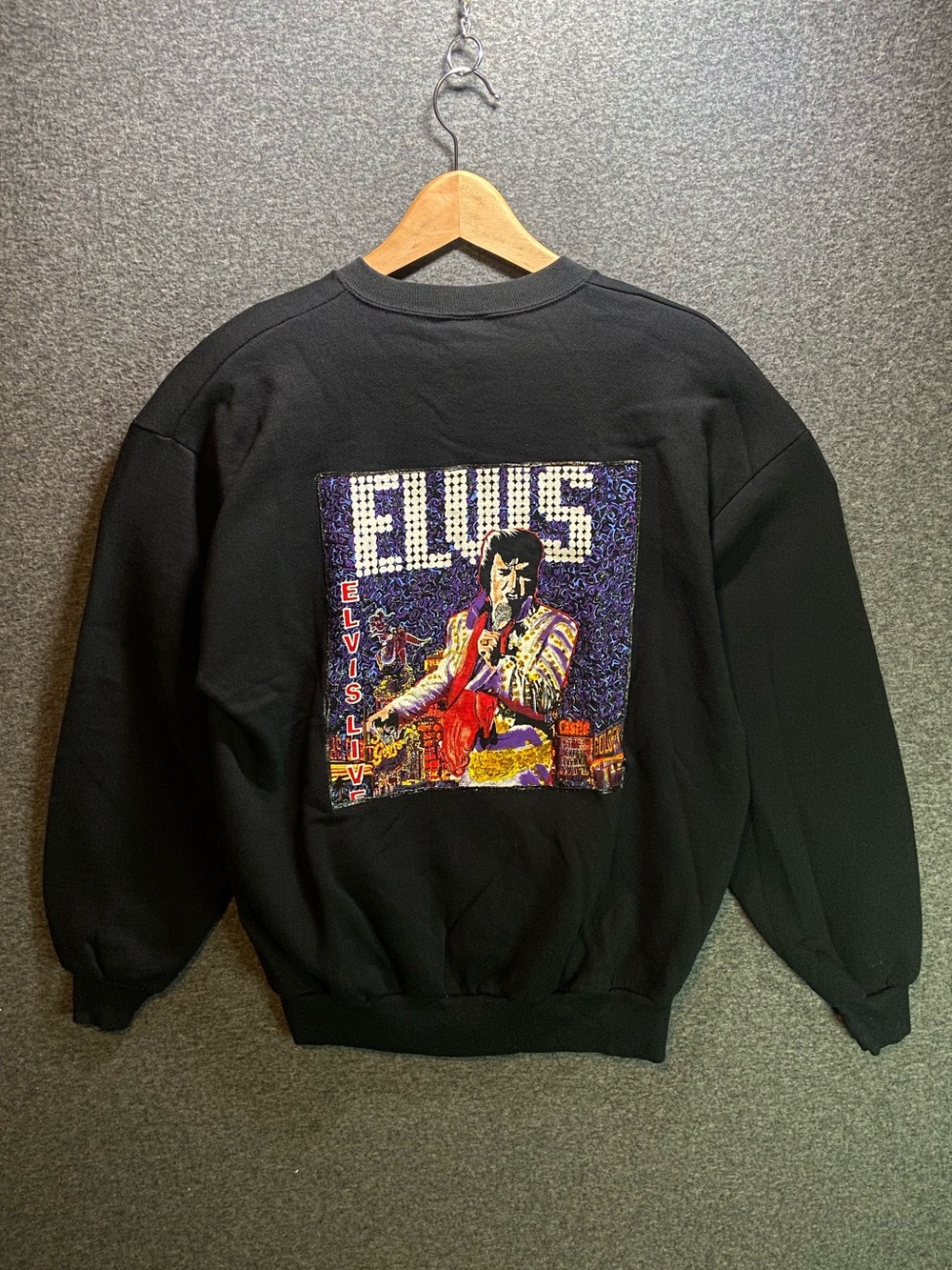 Vintage Jerzees Elvis Presley Sweatshirt Mens XL Black Graphic Crewneck Made USA